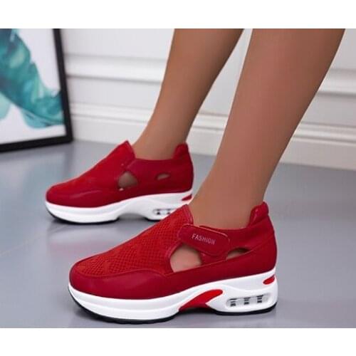 Womens shoes fashion vulcanized sneakers platform solid color flat shoes womens casual breathable wedge heels sneakers 35-43