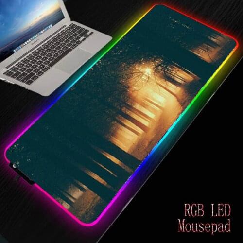 MRGBEST Woodland Scenery Sunlight RGB Soft Large Gaming Mouse Pad Oversize Glowing Led Extended Mousepad Base ComputerPad Mat