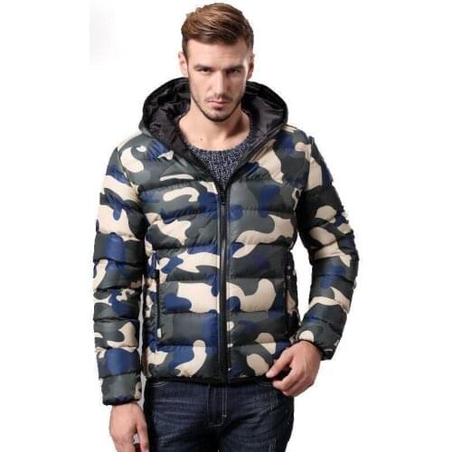 Mens Cotton Padded Down Jacket Camouflage Military Parka Camo Zipper Hoodie Autumn Coat Male Army Style Casual Red Blue Green