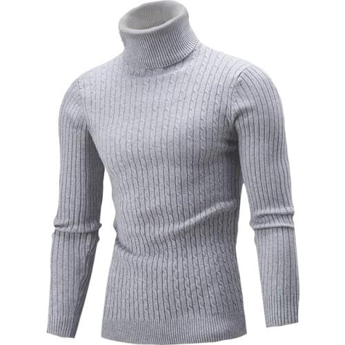 Mens Turtleneck Striped Sweater Knit Multicolor