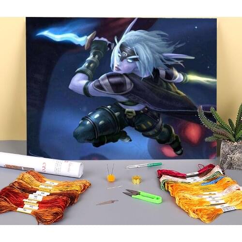 World Of Warcraft Pre-Printed 11CT Cross-Stitch Embroidery Complete Kit DMC Threads Hobby Craft Needlework Sewing Mulina