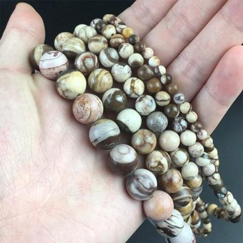 Natural Stone Australia Zebra Jaspers Round Loose Stone Beads For Jewelry Making DIY Charms Bracelet Necklace 15'' 4/6/8/10/12mm