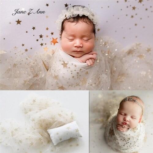 New starry sky bronzing mesh wrap 90X170cm white pillow newborn photography props studio shooting accessories