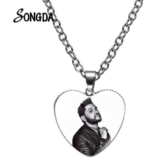 Newest XO The Weeknd Chain Necklace Trendy Art Photo Glass Cabochon Pendant Necklace for Men Popular Music Jewelry Choker