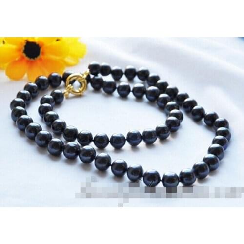 Hot sale24" 11MM Tahiti black round freshwater PEARL NECKLACE