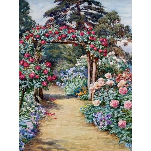 Landscape diamond painting flower arch full rhinestone embroidery picture mosaic poster diamond art drawing wall sticker decor