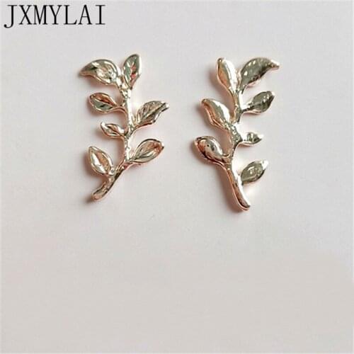 20 PCS 1.4*2.3cm Fashion Metal Alloy KC Gold Branch Leaf Connectors Charm For Jewelry Making