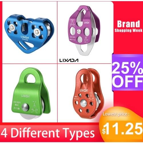 Lixada 30KN Ice Rock Climbing Rescue Pulley Aluminum Alloy Fast Speed Pulley Outdoor Climbing Equipment Hammock Hanging Device