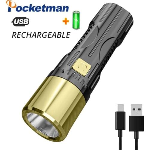 Portable Mini Flashlight Household Small Lantern Can be power Bank Outdoor Camping Long range Torch with battery charging cable