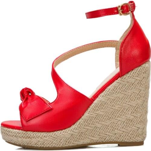 Wedge Sandals For Women Summer Shoes Fashion Knitted High Heels Gladiator Sandals Casual Party Shoes Female Large Size 45 47