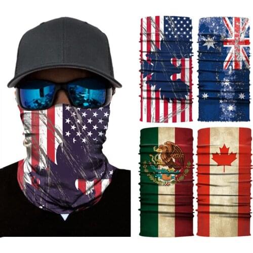 National Flag Scarf Balaclava Seamless Bandana Buffs Cycling Motorcycle Neck Warmer Mexico Spain Germany USA Canada Face Mask