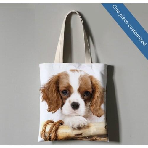 Pets Photo handbag custom canvas bag DIY cats dogs illustration photo logo creative gifts printing art environmental protection