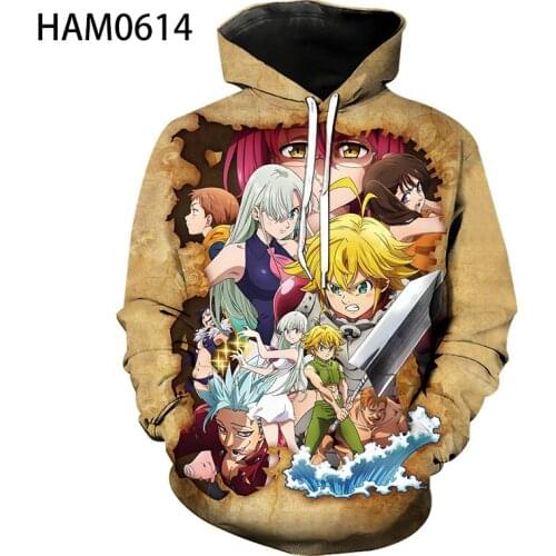 Seven dead sins 3D Long sleeve Mens Hoodies street fashion spring and autumn Hoodie Boys and girls cartoon youth Sweatshirt