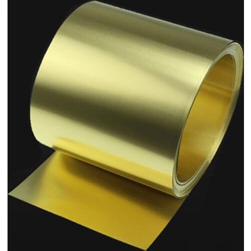 5M or 2 Meter Thin Brass Strip Thickness 0.01/0.02/0.03/0.05/0.08mm Brass Sheet gold film Brass Foil Brass plate H62 100mm width