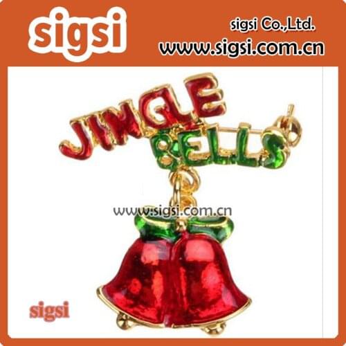 Vintage Ringing Bell Brooch Jingle Bell letter Brooch Christmas Pin Brooch Rhinestone Holly Leaves Jingle Bell lapel pin