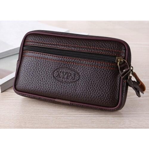 Vintage Men Pure color Leather Messenger Bag Coin Bag Phone Bag Clutch Waist Bag кошелек женский purse кошельки walllets women
