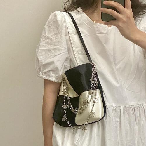 Retro Design Womens Satin Shoulder Bag Checkerboard Plaid Ladies Underarm Bags Fashion Hot Girl Chain Small Tote Purse Handbags