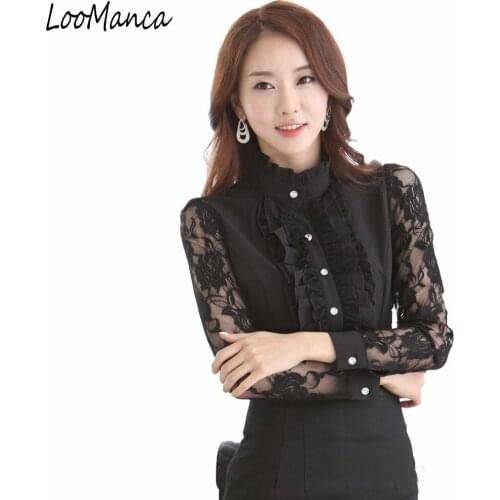 2019 Fashion Summer Style Blusa Black White Lace Cotton Blouse Elegant Women Tops Plus Size Sexy Shirts Woman Clothes