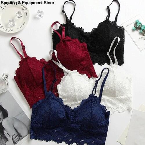 Women Fitness Underwear Floral Lace Sport Crop Top Women Sexy Bra Lace Bralette Sexy Lingerie Wireless Padded Seamless Bra