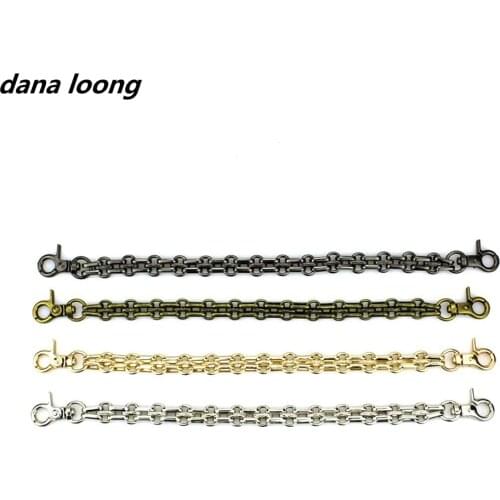 1 Piece About 25 CM Three-row Short Metal Purse Chain DIY Hight Quality Bag Accessory Gun Black or Bronze or Silver or Gold