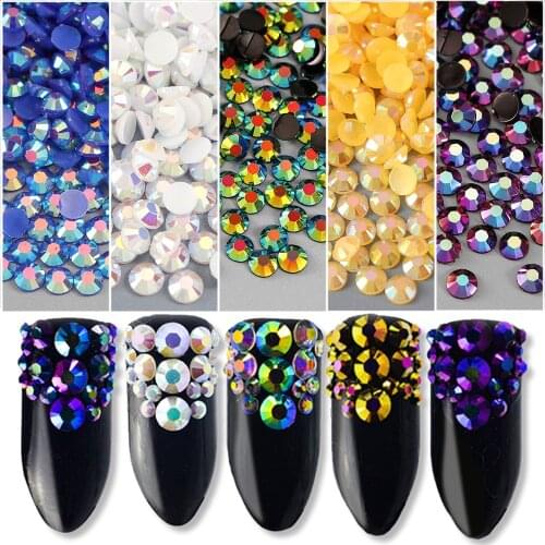 1000pc 2mm17 Color AB Resin Jelly Rhinestone Flat Back Crystal Clear Wedding Nail Decoration DIY Applique Manicure Accessories