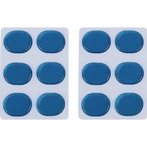 12 PCS/Set of Drum Kit Muffler Stickers Silica Gel Sticker Drum Dampeners Gel Pads Snare Drum Muffler Mute Blue