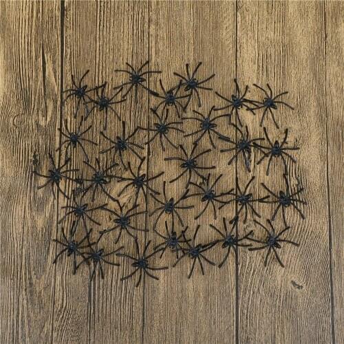 30Pcs/Pack Small Plastic Fake Spider Prank Toys Haunted House Prop Black Halloween Decorative Spiders Children Novelty Toy