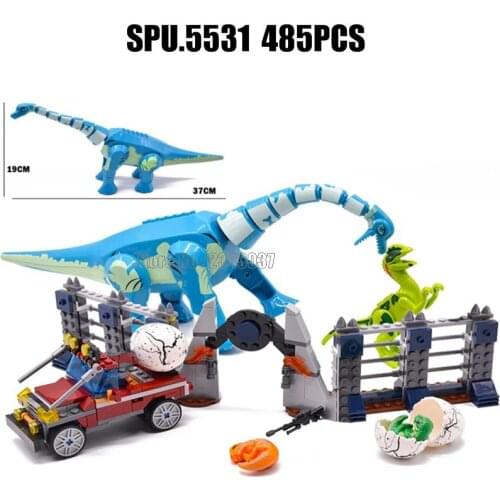 82133 485pcs Jurassic Brachiosaurus Velociraptor Dinosaur Building Blocks 3 Toy