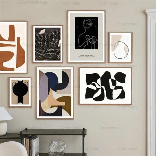 Abstract Geometry Line Canvas Painting Home Decor Nordic Posters and Prints Mirror Woman Modern Wall Art Picture for Living Room