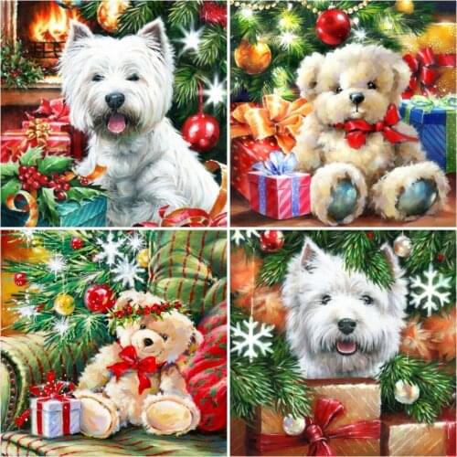 AZQSD 5D DIY Diamond Embroidery Dog Full Square Drill Diamond Painting Bear Cross Stitch Christmas Handmade Gifts Home Decor