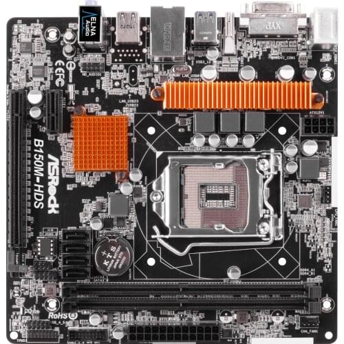 Used,ASRock Motherboard Micro ATX DDR4 LGA 1151 B150M-HDS supports 7th and 6th generation Intel Core processors
