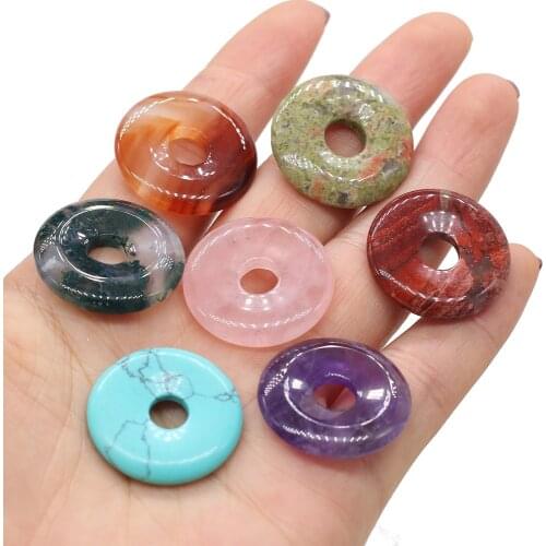 Natural Stones Pendant Turquoises Round Big Hole Loose Beads for jewelry making DIY Necklace Bracelet accessories size 25x25mm