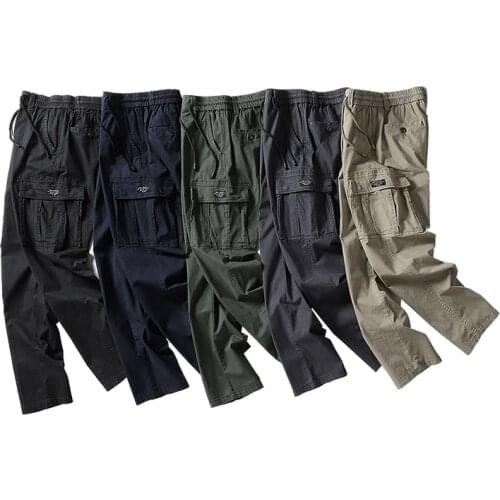 Men Spring Autumn Pants Pure Cotton Work Trousers Mens Cargo Pants Fashion Clothing Military Trousers Multi-Pockets Army Pants