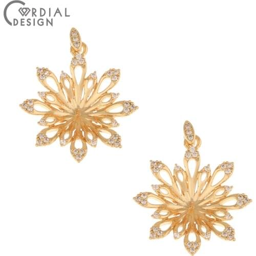 Cordial Design 30Pcs 25*30MM CZ Pendant For Necklace/Jewelry Accessories/DIY Blank Tray/Hand Made/Jewelry Findings & Components