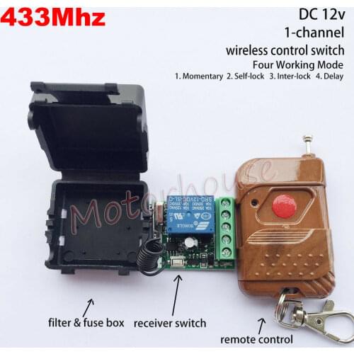 DC 12V Relay 1CH 1-Channel 433MHz Wireless RF Remote Control Switch Transmitter+Receiver Four Working Mode