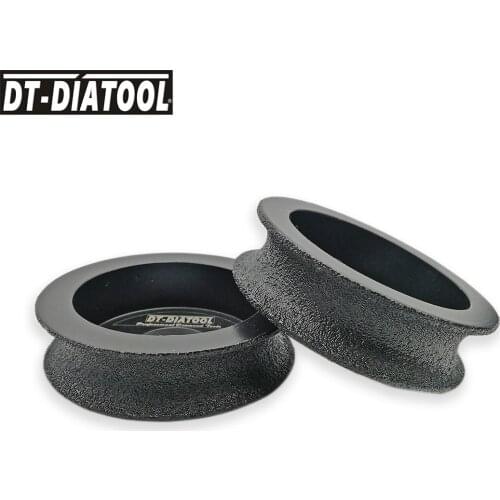 DT-DIATOOL 2pcs Vacuum Brazed Diamond Grinding Disc of Half-Round Edge Dia 75mmx15mm for Marble Granite Artificial stone grit#60