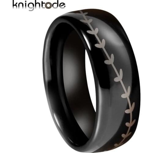 Black Tungsten Carbide Ring Engagement Wedding Rings For Men Womens Rings Jewelry Leaf Engraved Dome Band High Polished