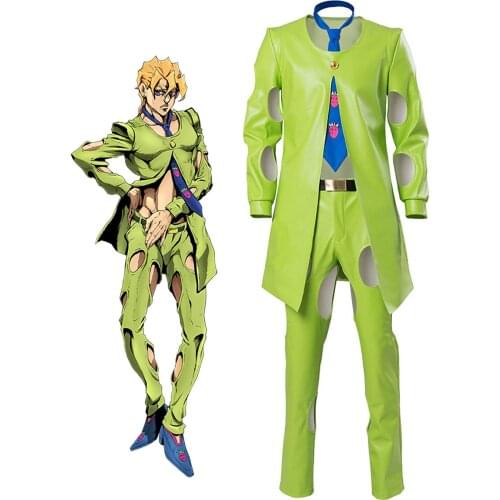 JoJos Bizarre Adventure Pannacotta Fugo Green Leather Cosplay Costume Custom Made Any Size