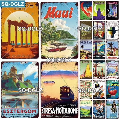 [SQ-DGLZ] HAVANA City Metal Sign Vintage Plaque Wall Decor For Bar Country Plate Tin Sign Travel Beach Poster