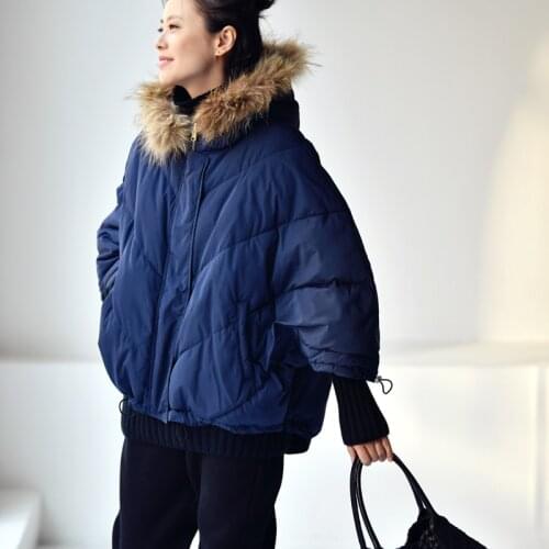 MICOOC Y137 The Korean version of casual fashion is loose Cape type Seven - minute sleeve cap short down jacket woman