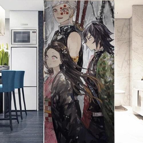 Anime Demon Slayer Window Film Electrostatic For Living Room Bedroom Indoor Protection Reusable Removable Home-Decor Window Cove