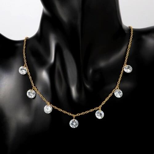 Fashion Simple Crystal Pendant Necklace For Women Jewelry Trendy Tassel Female Party Girl Street Wear Necklace