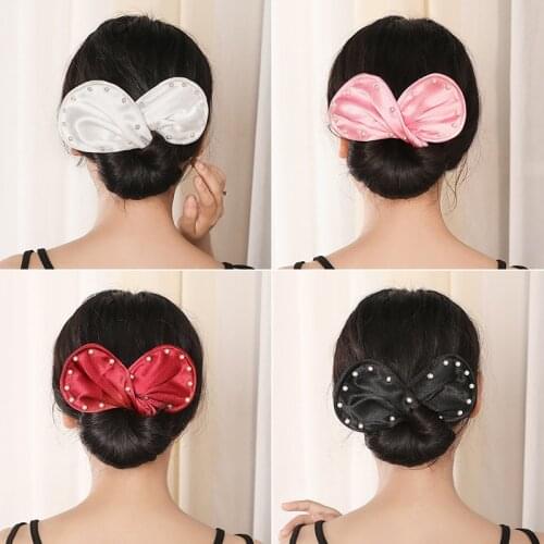 Fashion Pearl Deft Bun Hair Bands Women Summer Knotted Wire Headband Print Hairpin Braider Maker Easy To Use DIY Accessories