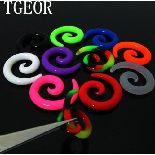 Fashion Charm 1 pair mixed 7 gauges flexible ear expander colors spiral silicone ear taper free shipping