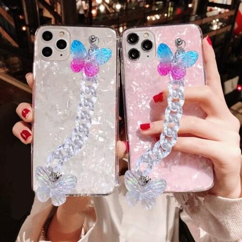 Bling Butterfly Bracelet Soft Phone Case For iPhone 12 Coque For iphone 12 11 Pro max 6S 7 Plus 8 plus X XS max Wristband Cover