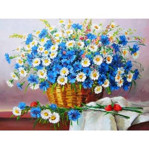 Flower DIY 11CT Cross Stitch Embroidery Kits Needlework Craft Set Printed Canvas Cotton Thread Home Decoration On Dropshipping