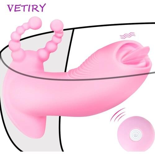 Wearable Vibrator 12 Speed Tongue Licking Panties Vibrator Wireless Remote Control Sex Toys for Women Vagina G Spot Massage