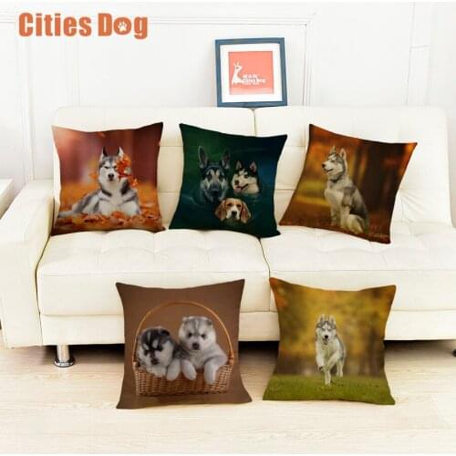 New Year decoration gift pillows cushion cover Siberian Husky animal Pillow covers cushions christmas decorations for Almofada