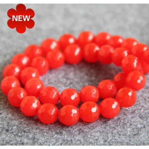 New10mm Faceted Rose Red chalcedony Round stones Loose Beads DIY beads 15" Jewelry making design wholesale