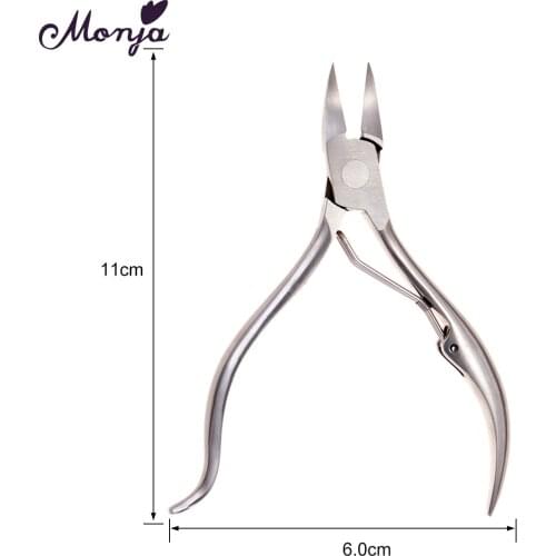 Monja Silver Stainless Steel Nail Art Cuticle Scissors Nail Edge Cutting Nipper Dead Skin Remove Cutter Clippers Manicure Tool